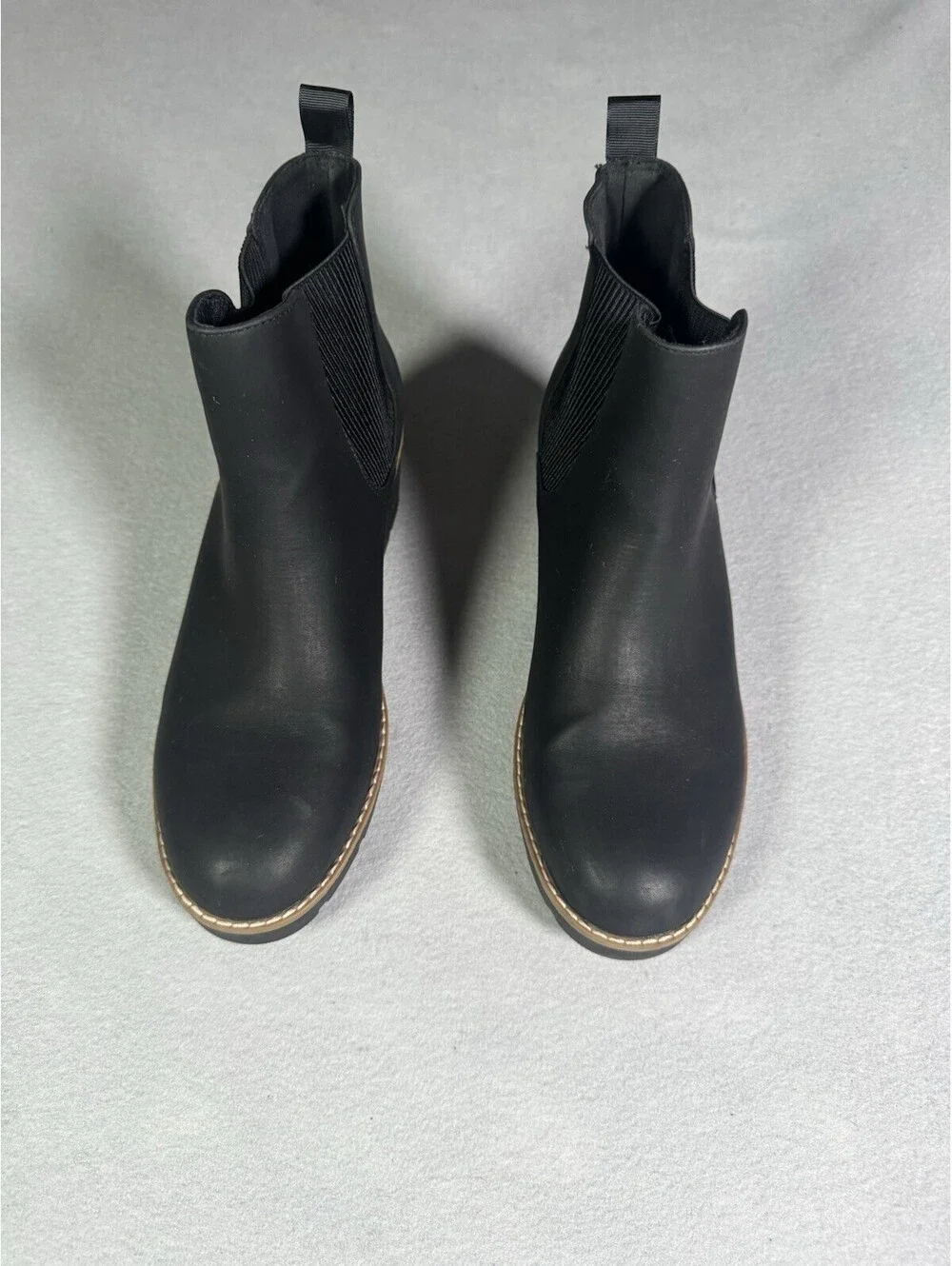 Athlefit Women's Chelsea Wedge Boots Black Pull On Ankle Booties Size 9.5